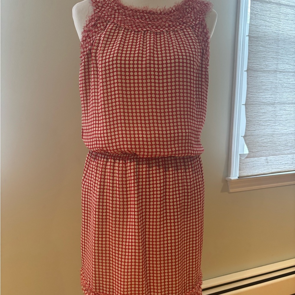 Max Studio Red and White Patterned Mini Dress